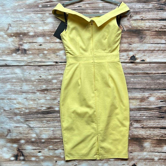 👗 Paper Dolls Lemon Bardot Belted Dress 4 - Picture 2 of 4